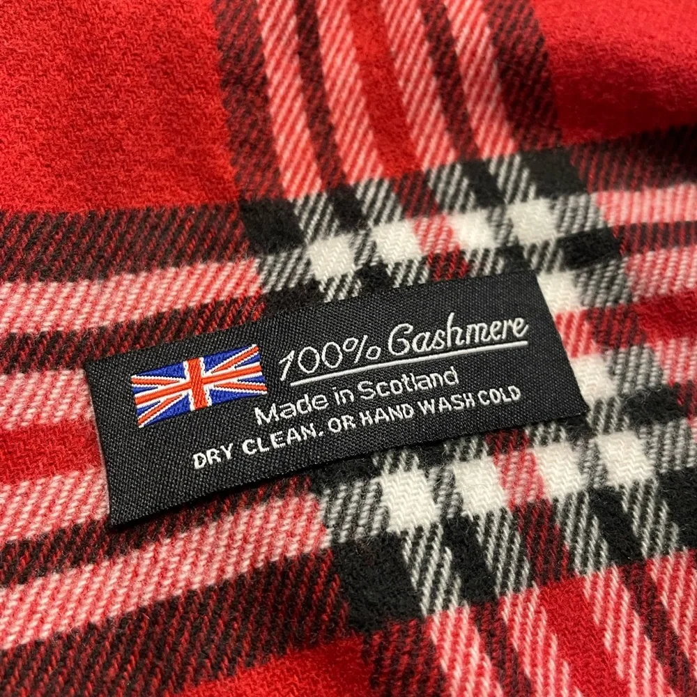 Red and Black Plaid Cashmere Scarf New!